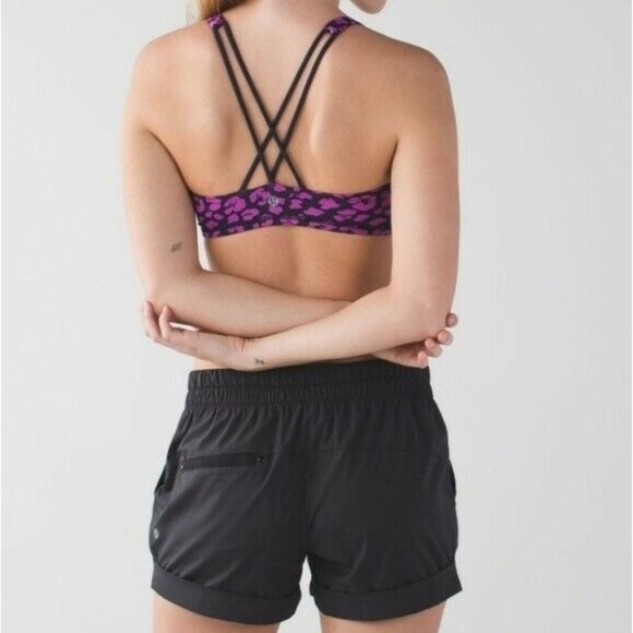 Lululemon Free To Be Sports Bra Cherry Cheetah Print Size 6 Purple Black Navy - Picture 2 of 11